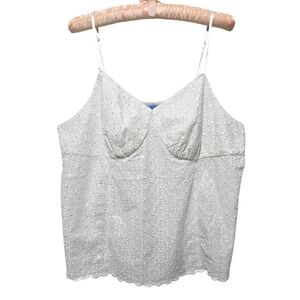Perfect by Carson Kressley White Cotton Eyelet Embroidered Tank Top